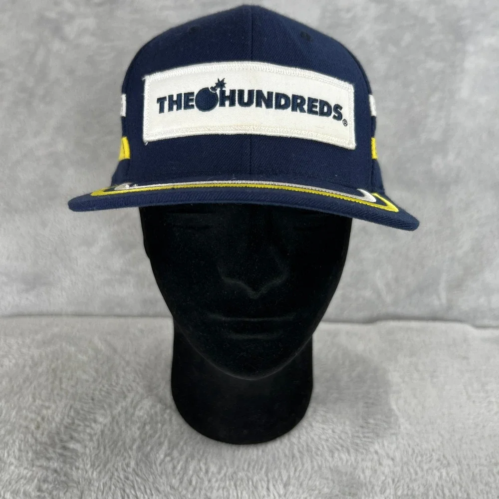 The Hundreds Racing Stripe Snapback Hat Navy Blue Streetwear Skate Logo Cap